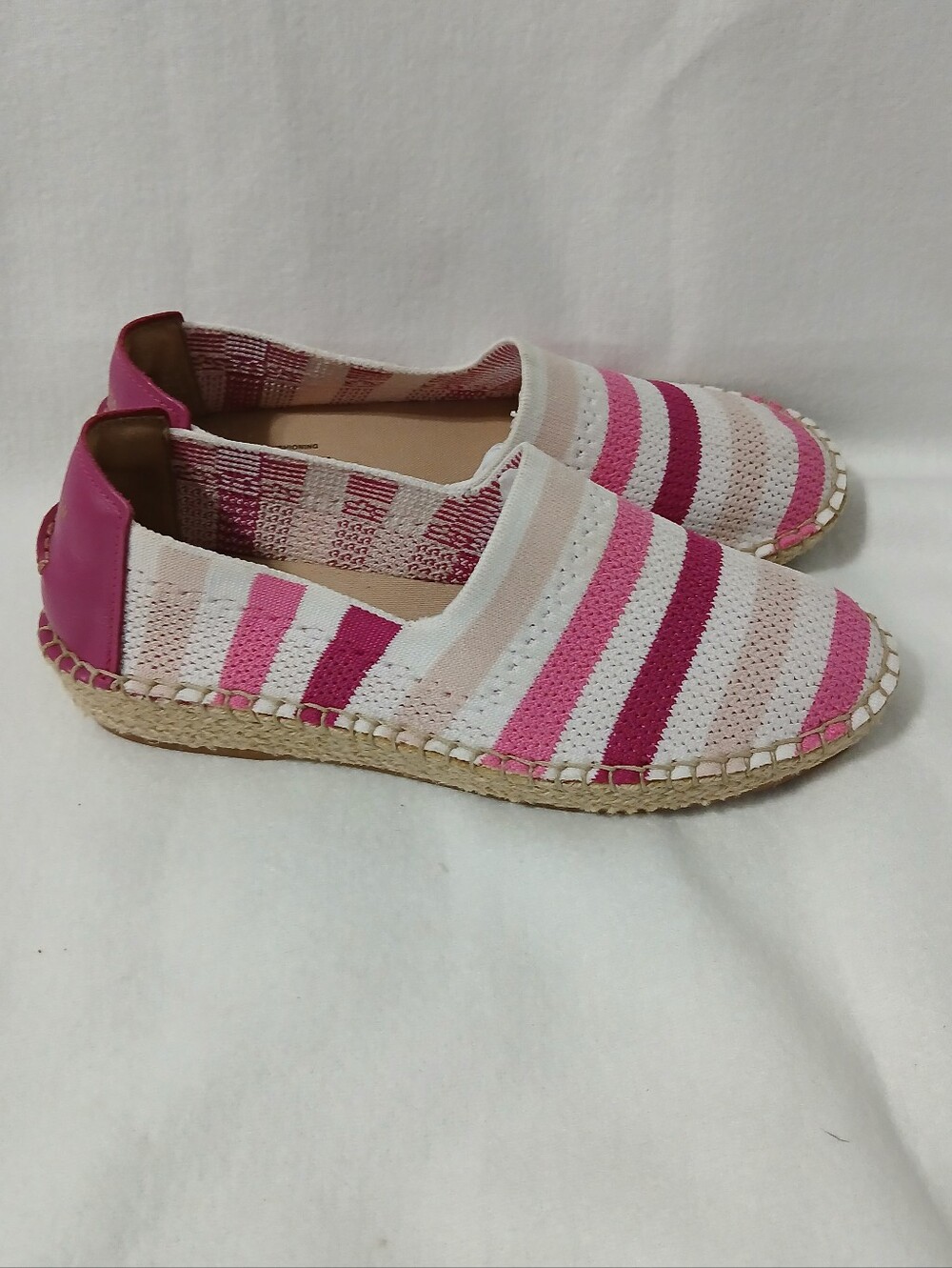Cole Haan Pink, Fuchsia and White Striped Slip-On Espadrilles